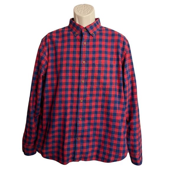 Old Navy Red and Blue Plaid Button Down Long Sleeve Shirt Size L - Picture 3 of 11
